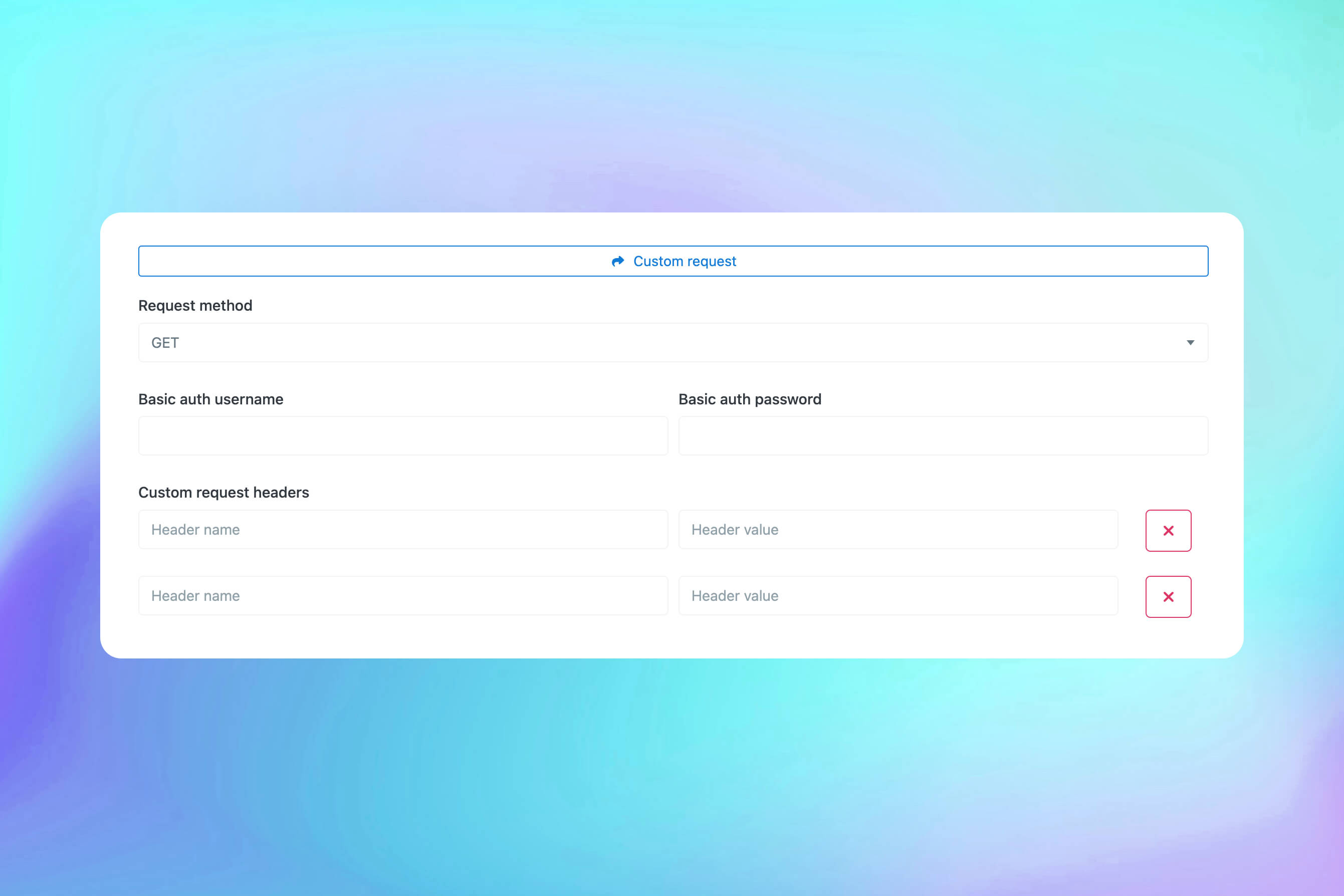 Screenshot der App-Überwachung benutzerdefinierte HTTP-Anfragen-Funktion