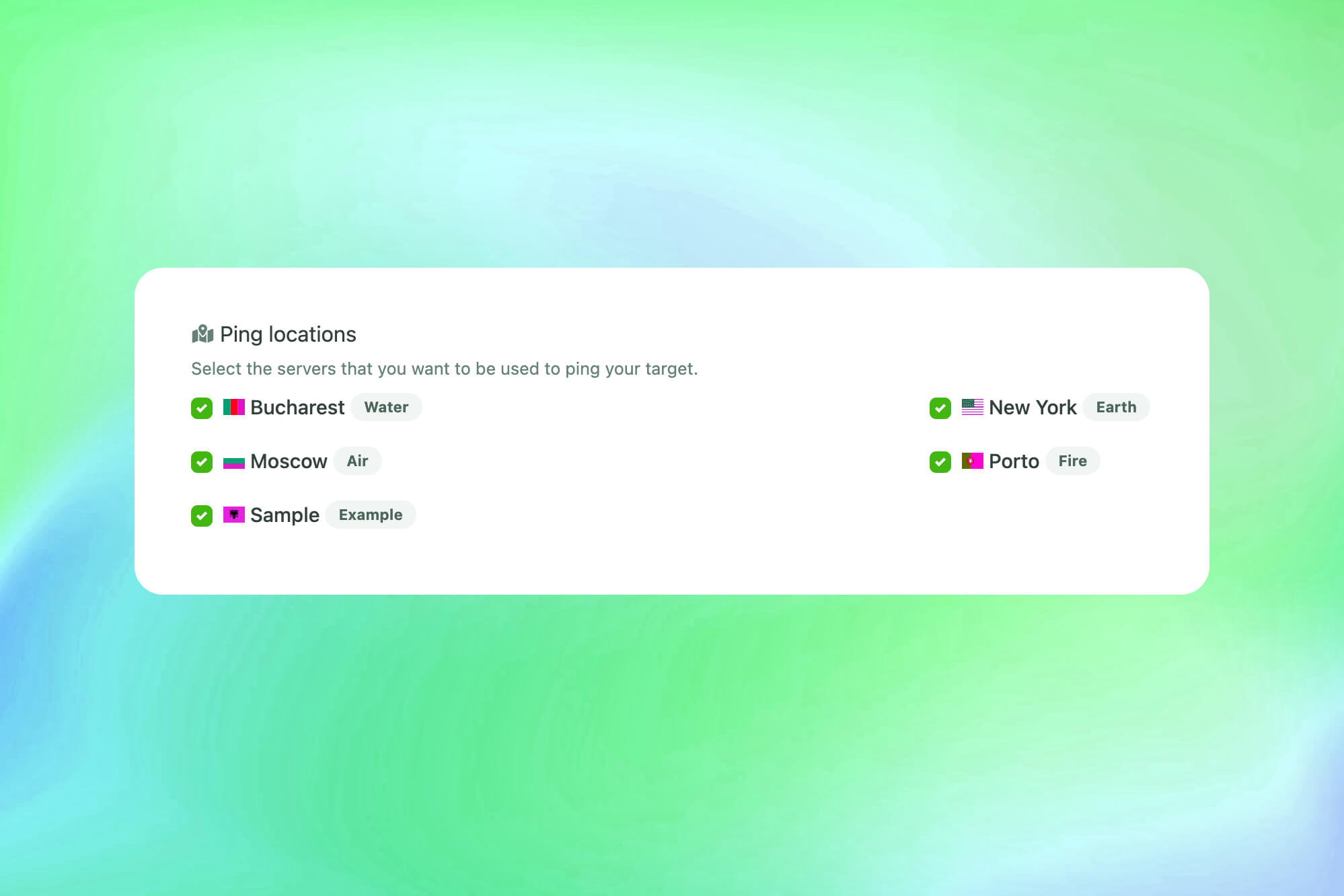 Screenshot der App Ping-Server-Funktion